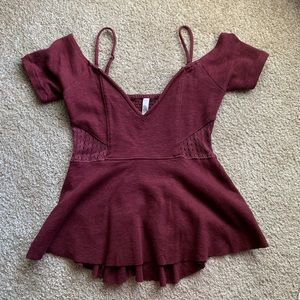 Burgundy peplum free people top